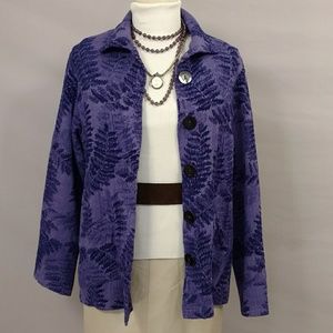Soft Cotton Blend Purple Ferns Casual Woven Jacket Shaket by CMC Made in USA
